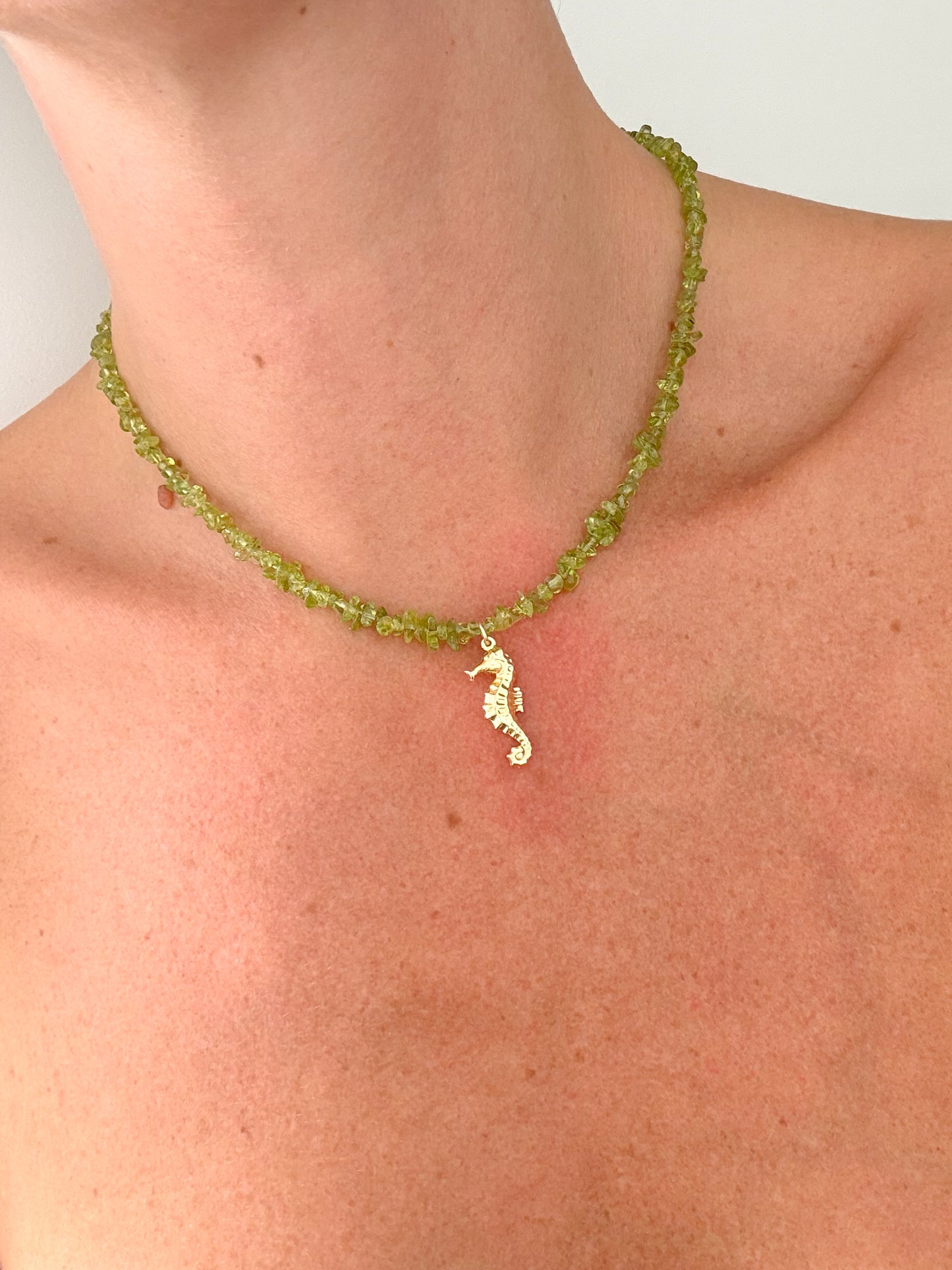 Seahorse Charm - Natural Peridot