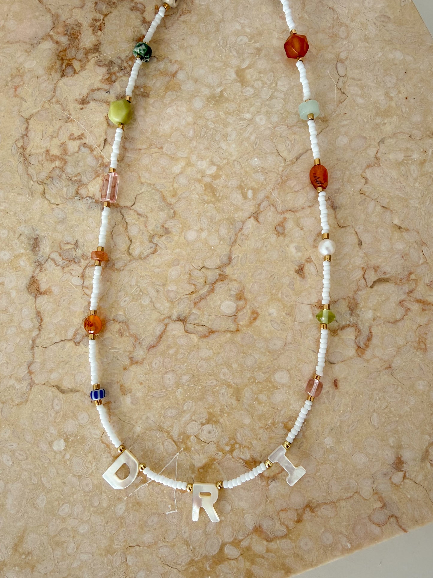Initial Soleil Bead Necklace