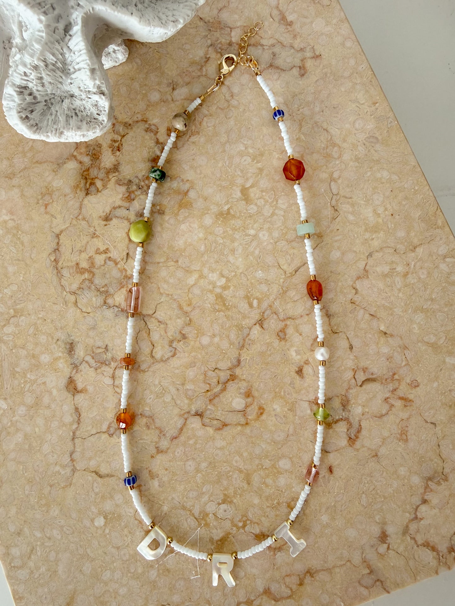 Initial Soleil Bead Necklace