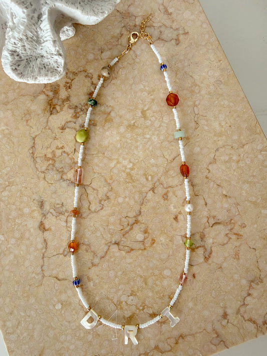Initial Soleil Bead Necklace