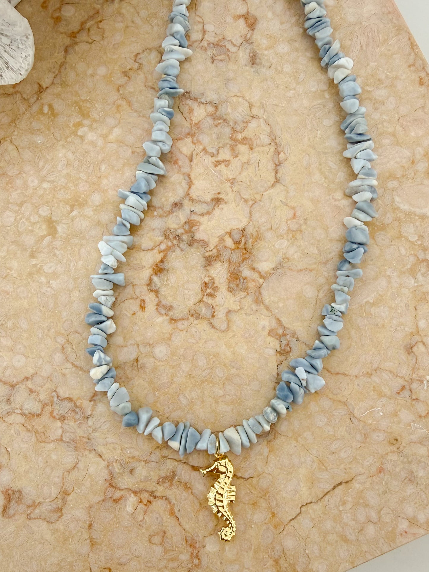 Seahorse Charm - Blue Opal
