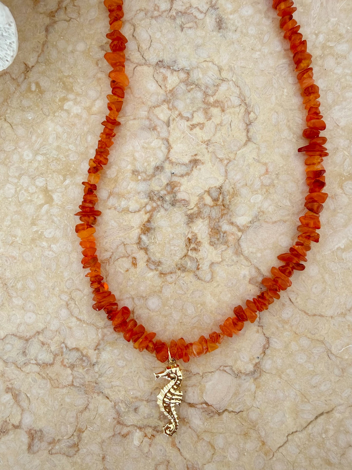 Seahorse Charm - Natural Carnelian Gemstone