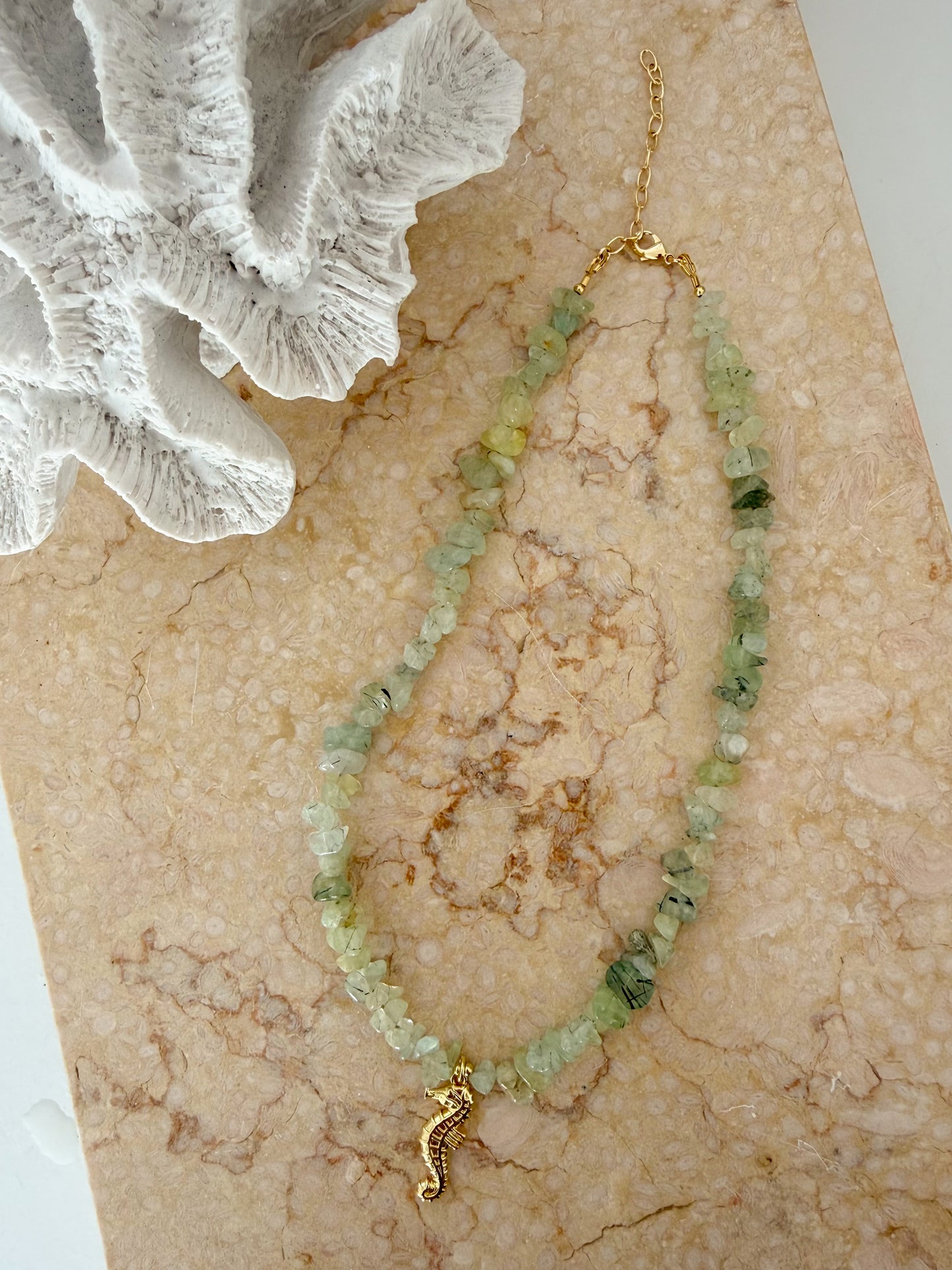 Seahorse Charm - Prehnite Gemstone