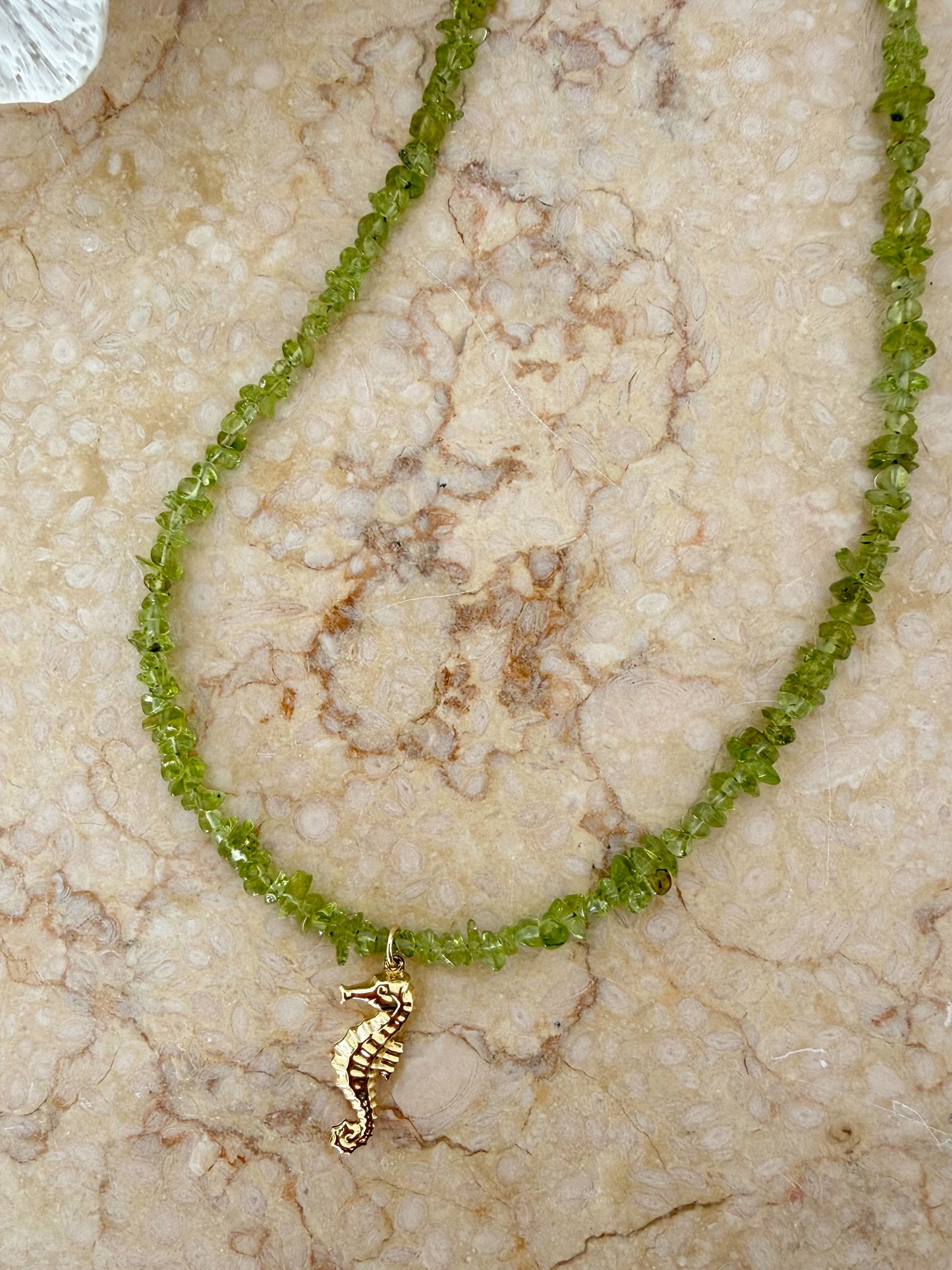 Seahorse Charm - Natural Peridot