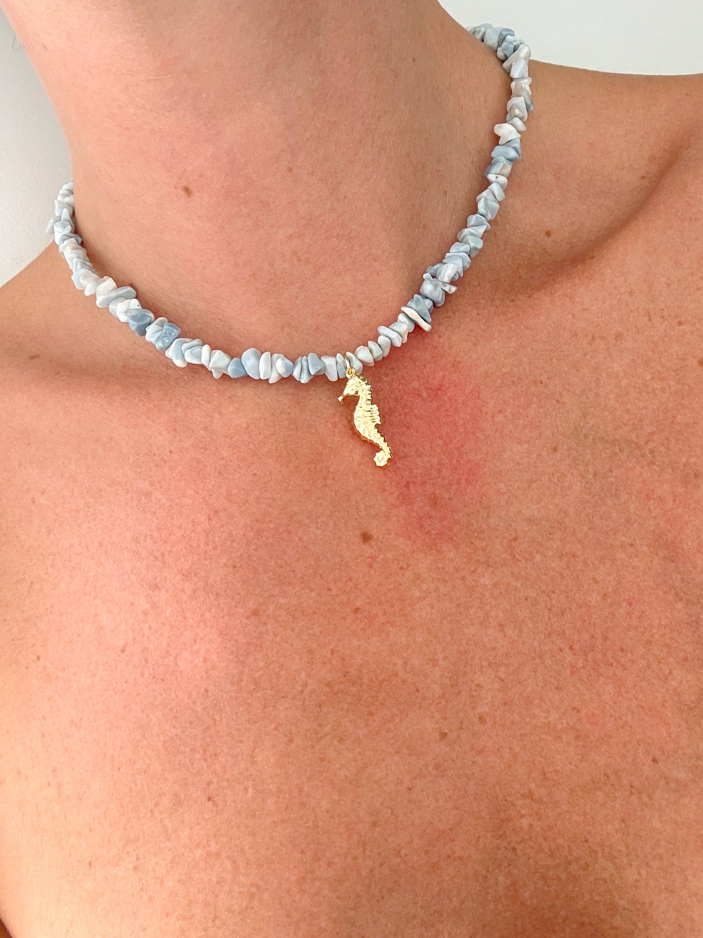 Seahorse Charm - Blue Opal