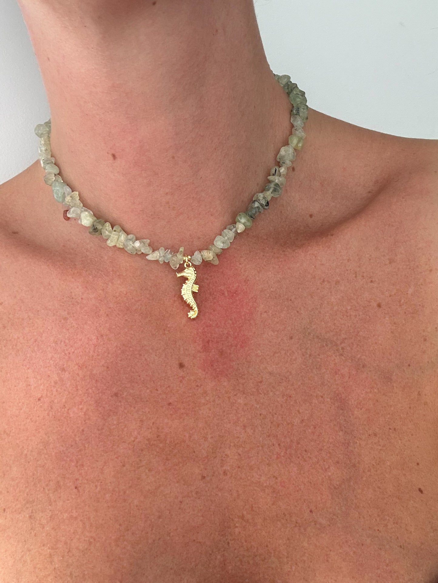 Seahorse Charm - Prehnite Gemstone