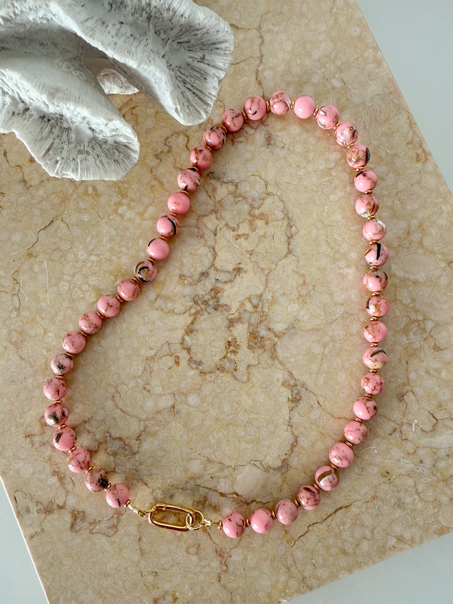 Pink Gemstone Bead Necklace