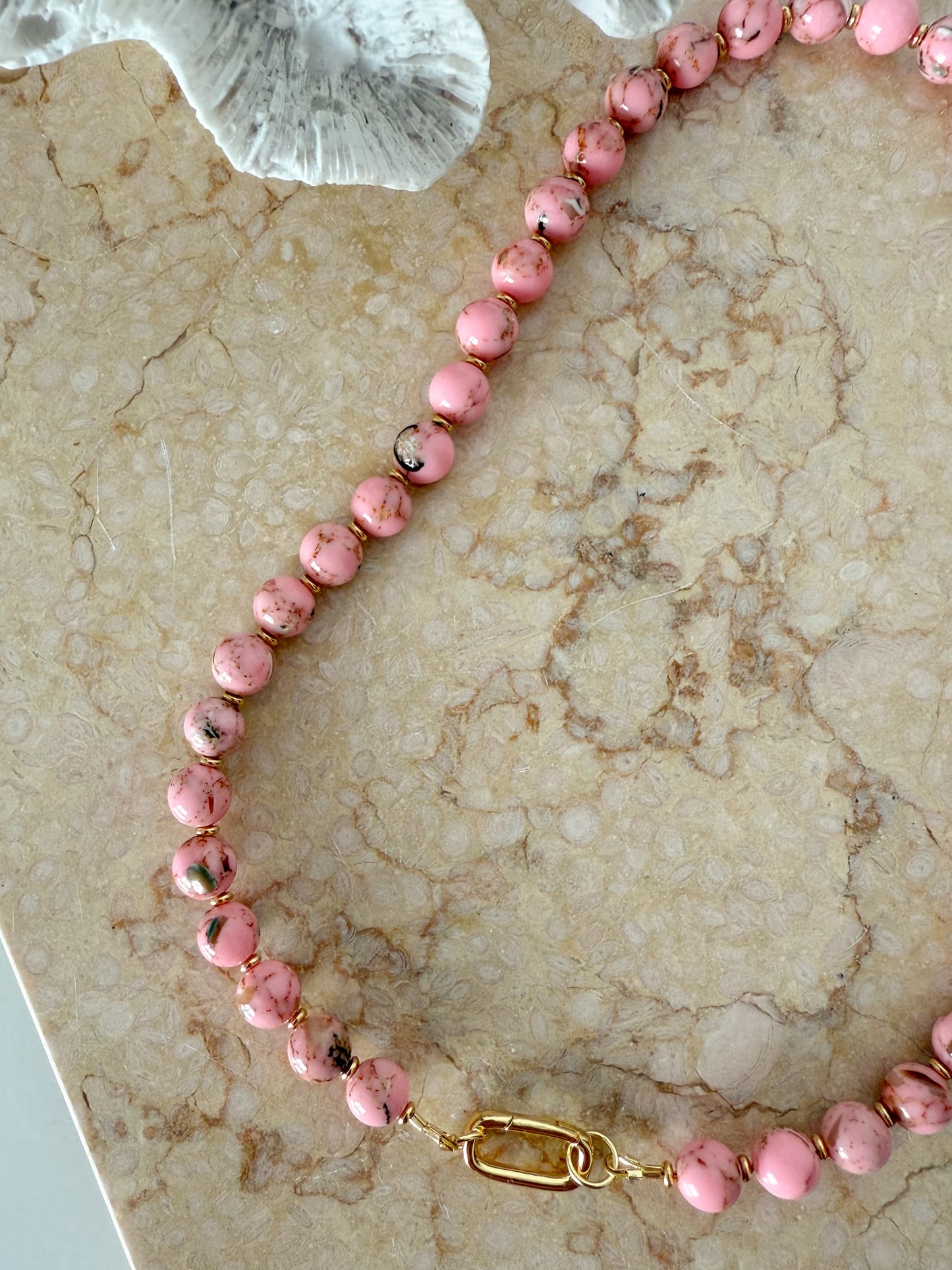 Pink Gemstone Bead Necklace